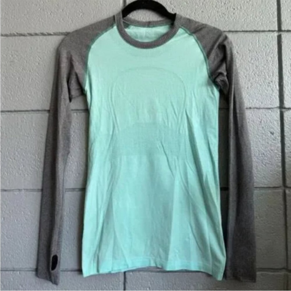 lululemon athletica Mint and Gray Long Sleeve Tee